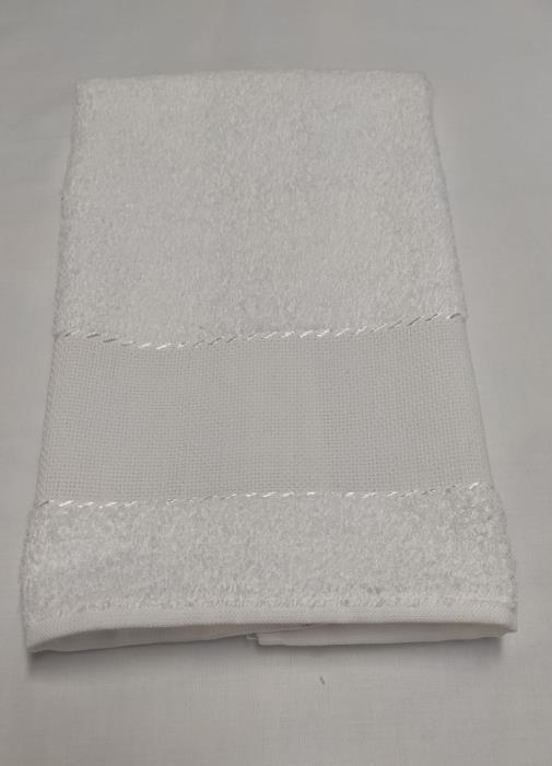 Asciugamano "Ricama tu" con inserto fascia da ricamare di colore bianco