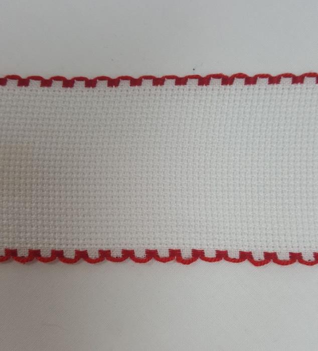 Bordo in tela aida con bordo rosso alto 5 cm