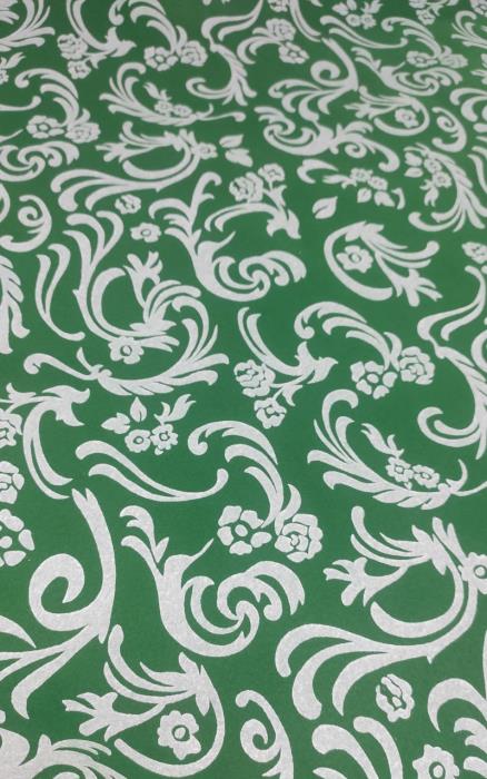 Pannolenci stampato fantasia verde su fondo bianco
