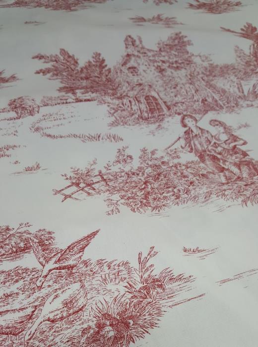 Tessuto per tovagliati con disegni provenzali in tinta rosso