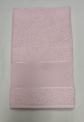 Asciugamano "Ricama tu" con inserto fascia da ricamare di colore rosa