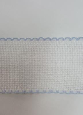 Bordo in tela aida con bordo azzurro alto 5 cm