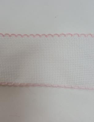Bordo in tela aida con bordo rosa alto 5 cm