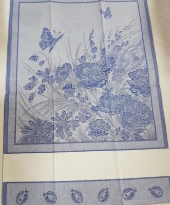 Canovaccio blu 60 x 80 con fascia da ricamare | Fiori e farfalle