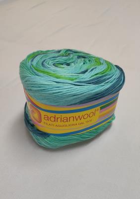 Girella di puro cotone di colori misti da 100 gr. Adrianwool/Verde acqua
